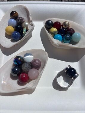 Assorted Multicolor Silver Bead Ring with Accent Beads Interchangeable
